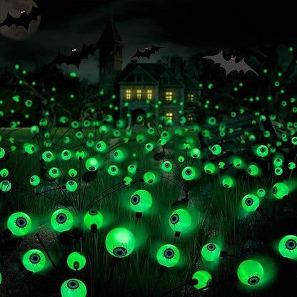 Halloween Decorations Outdoor, Flumy 4 Pack 32LED Solar Eyeball Lights, Scary Decor Lights Waterproof, for Backyard Landscape Lawn Solar Lightning, Garden Pathway Halloween Party Yard Patio