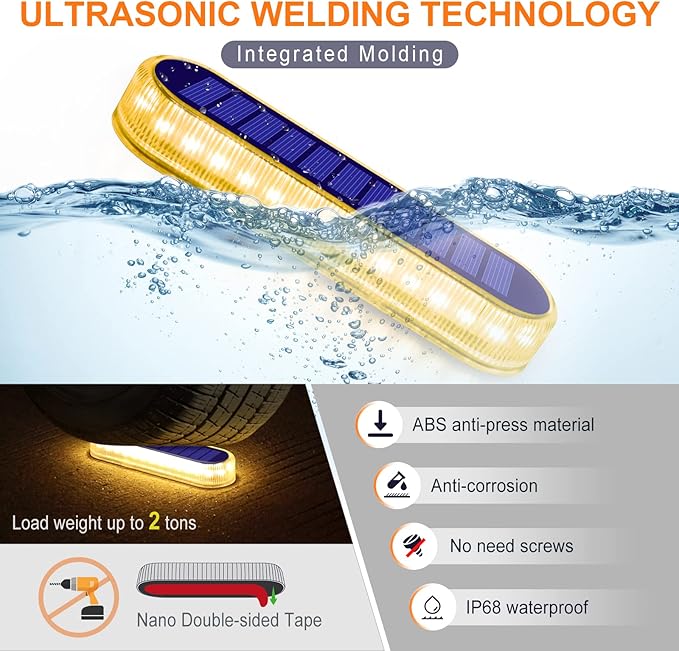 YiLaie Solar Step Lights Outdoor Waterproof, Warm White Solar Stair Lights Outdoor Solar Powered, Small Solar | Lumora