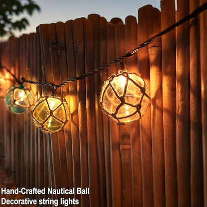 Decorative String Lights Plug in with 10 Incandescent Bulbs, Nautical Fishing Float String Lights Connectable Weatherproof for Indoor Home Tiki Bar Decor and Outdoor Patio Decorations (Three-color)