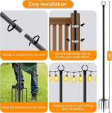 2 Pack 10 FT String Light Poles,Metal with Fork Lights Poles for Outdoor String Light, Rustproof Heavy Duty for | Lumora