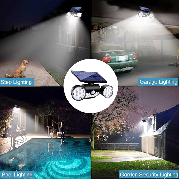 Solar Lights Outdoor, 30 LED Solar Security Lights with Motion Sensor Outdoor Spotlights IP65 Waterproof 360° | Lumora