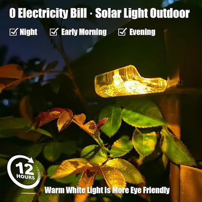 Solar Fence Deck Lights Outdoor Waterproof 4 Pack, LED Solar Fence Lights for Step, Outside Stairs, Yard, Patio, Pathway, Backyard (Warm White)