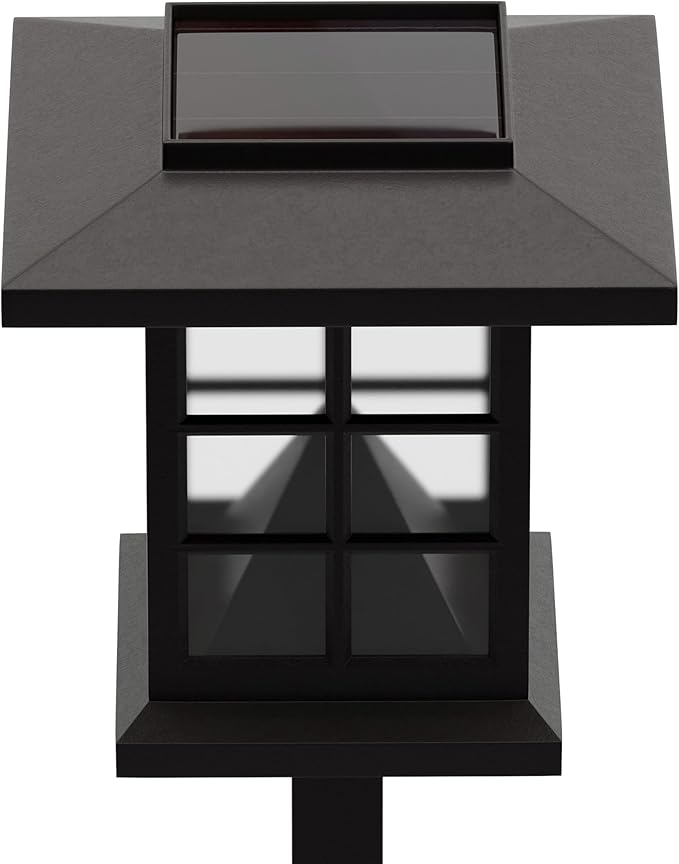 Merrick Lane Burleson Lantern Style All-Weather Outdoor LED Solar Lights, Brown Solar Powered Lights for Pathway, Garden, & Yard - Set of 8