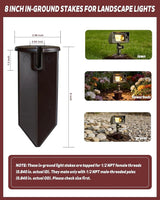 10 Pack 8'' Landscape Light Stakes, 1/2" NPT Thread ABS Light Spikes, Outdoor Ground Stakes with Side Wire Way | Lumora