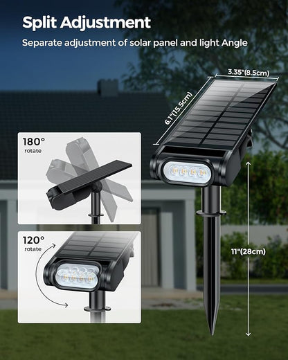 Solar Spot Lights Outdoor, 12 Color Modes Landscape Light Waterproof IP67 with Remote, 2-in-1 Color Changing/Cool/Warm White Solar Lights Outdoor for Yard Trees Garden Pool(Multicolor, 2 Pack)
