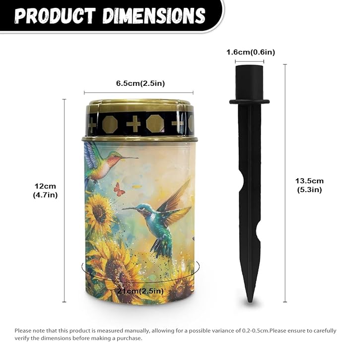 Hummingbird Sunflower Outdoor Garden Solar Lights Waterproof Solar Powered Lights Multipurpose Memorial Cemetery Decorations Auto On/Off Landscape Lights Outside Gift for Loss of Loved One