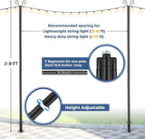 Adjustable String Light Pole 8 FT, 1 Pack Heavy Duty 38mm Rustproof Metal Mounting Pole for Deck, Fence, Patio | Lumora