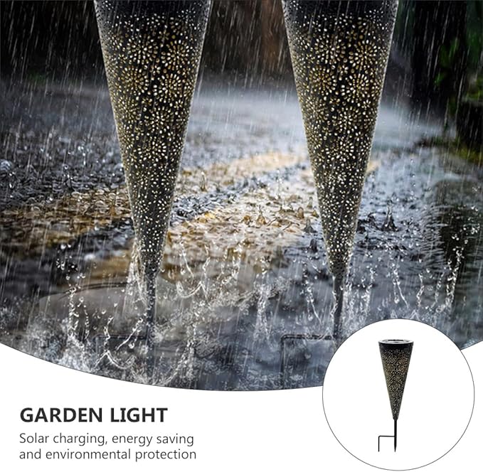 UPKOCH Solar Lawn Light LED Hollow Cone Outdoor Path Light Waterproof Solar Yard Lamp for Garden Landscape Lighting
