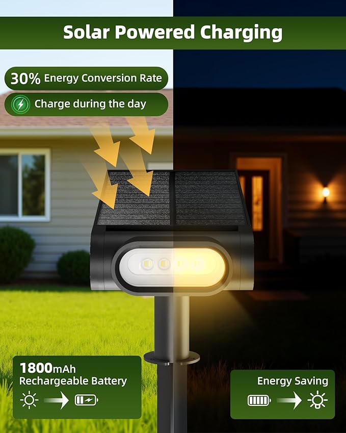 EZVALO Solar Spot Lights Outdoor IP67 Waterproof, Adjustable Solar Landscape Lights, 3 Lighting Modes Solar | Lumora