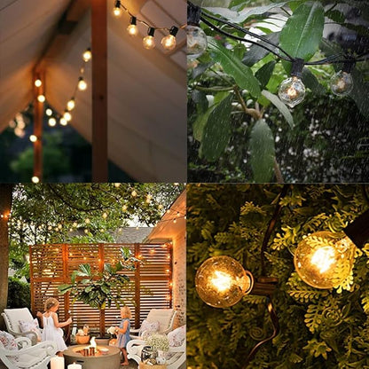 Abeja 50 Feet Patio String Lights with 53 Edison Globe Bulbs and 50 Pack G40 Light Bulbs Replacement, 120V 5W Clear Globe G40 Outdoor String Lights