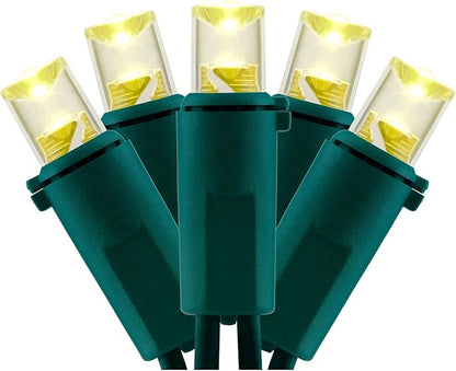 YULETIME 200 Warm White Wide Angle LED Christmas Lights, 66 Feet Green Wire UL Certified 5mm Holiday String Light Set (Warm White)