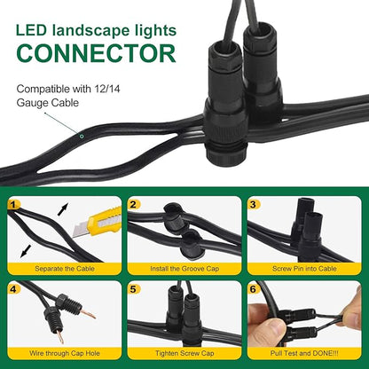 20W Low Voltage Landscape Lights LED Landscape Lighting with Connectors and Spike Stand, 12V 24V Outdoor Spotlights Yard Garden Pathway Lights, 2000LM Waterproof Warm White Light (9Pack)