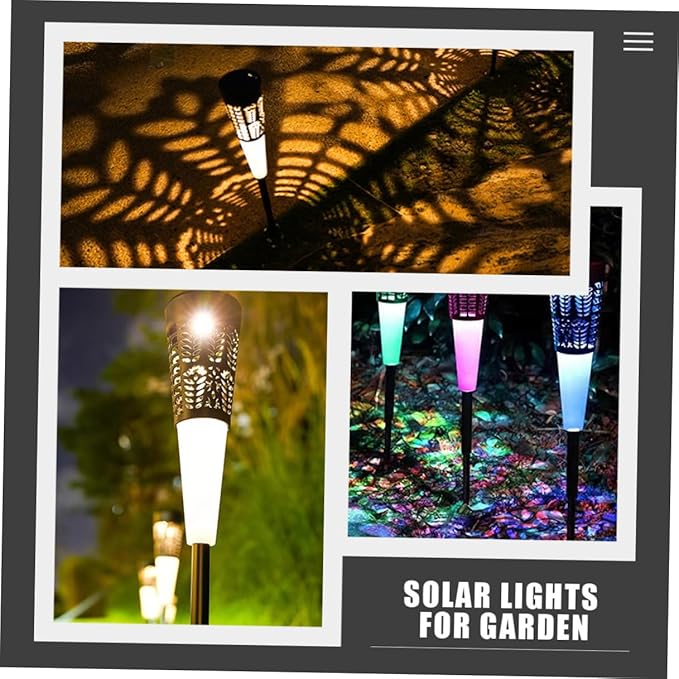 TOYANDONA 6pcs Solar Garden Stake Lights, Warm Colorful LED Pathway Lighting for Outdoor Lawn, Yard, and Patio, Hollow Cone Design Solar-Powered Landscape Fixtures for Courtyard Decoration