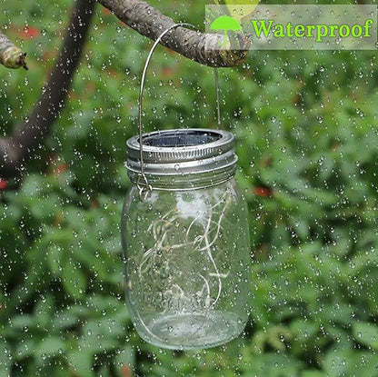 SmilingTown Solar Mason Jar Lights 10 Pack 20 LED Waterproof Outdoor Fairy Firefly String Light Lids with 10 Hangers Rust Resist for Patio Lawn Garden Wedding Lantern Decor No Jars (Multi)