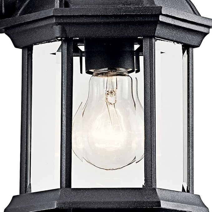 Kichler Barrie 10.25" 1 Light Outdoor Wall Light with Clear Beveled Glass in Black | Lumora