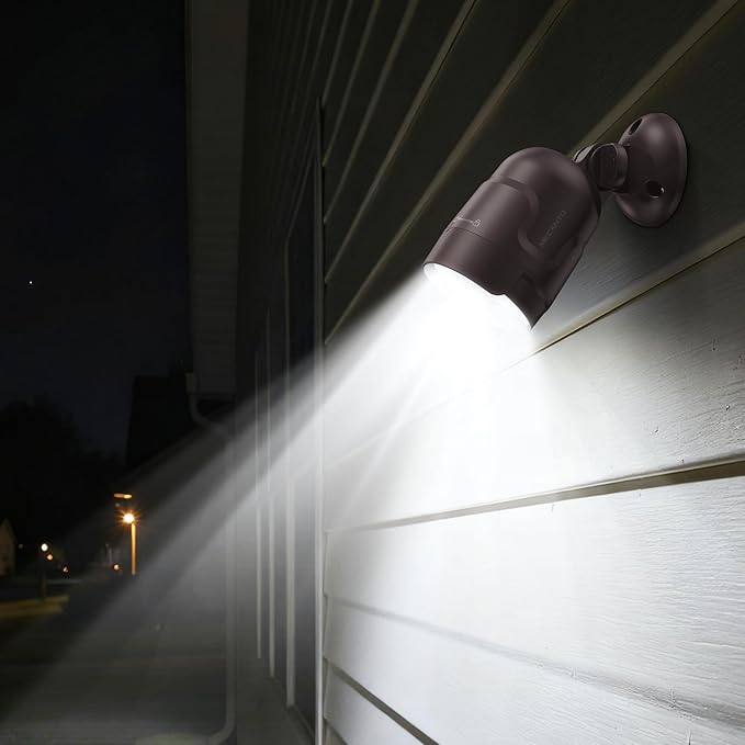 Motion Sensor Light Outdoor Battery Operated, 4000mAh Rechargeable 600 Lumen Battery Outside Lights Spotlight, IP65 Waterproof for Porch, Garage, House (Brown)