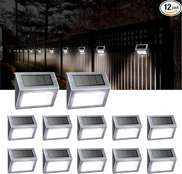 XLUX Solar Powered Lights for Deck Steps Stairs Fences Pathway Path, LED lamp, Outdoor Waterproof, White Light 12 | Lumora