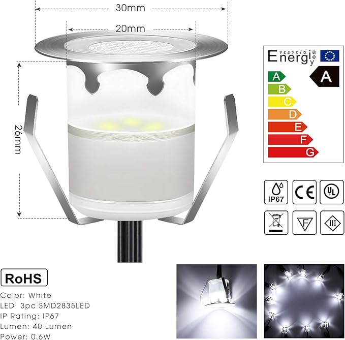 Low Voltage LED Deck Light Kit Stainless Steel Waterproof Recessed Wood Decking Stairs Garden Yard Patio Decor Lamp | Lumora