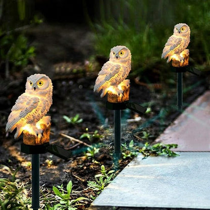 2-Pack Solar White Owl Outdoor Garden Light Garden Solar Lights Outdoor Decorative Resin Owl Solar LED Lights with Stake for Garden Lawn Pathway Yard Decortions, p-2