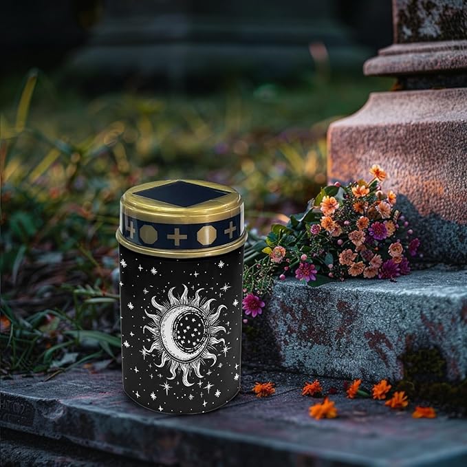 Cemetery Solar Lights for Grave Outdoor Waterproof Moon Star and Sun Solar Garden Stake Lights Black LED Lantern | Lumora