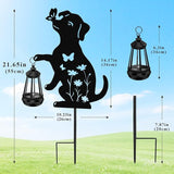Solar Garden Statues Dog Decor - Outdoor Metal Lantern Silhouette Stake, Waterproof Solar Lights for Yard Patio | Lumora