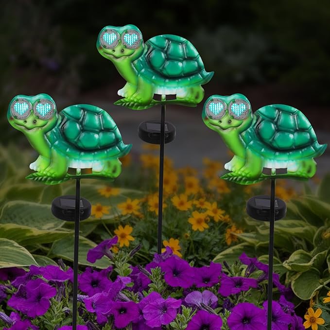 Turtle Decorative Garden Stakes with White LED Lights Display I Love U, 39.3" Solar Turtle Garden Decor Outdoor for | Lumora