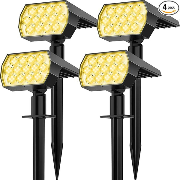 Solar Spot Lights Outdoor Waterproof IP65, [4 Pack/65 LED] 2-in-1 Solar Landscaping Spotlights, 3 Lighting Modes | Lumora