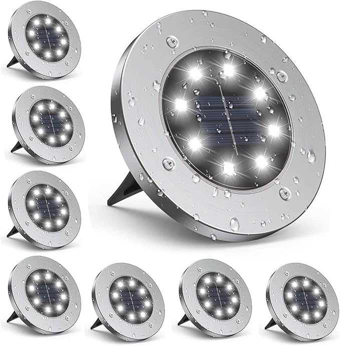 Solar Lights Outdoor Garden, IP65 Waterproof Outdoor LED Solar Pathway Lights - 8 Pieces Each with 8 LED Lights | Lumora