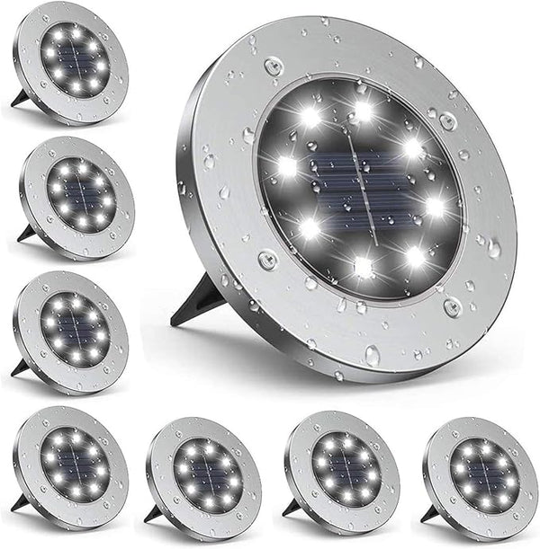 Solar Lights Outdoor Garden, IP65 Waterproof Outdoor LED Solar Pathway Lights - 8 Pieces Each with 8 LED Lights | Lumora