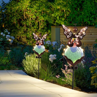 HUYIENO Solar Angel Garden Stake Lights 38inch Colored-Painted Outdoor Waterproof Memorial Garden Decor 2 Lighting Modes Cemetery Decorations for Grave for Remembrance Gifts & Sympathy Gifts Dress