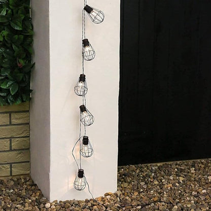 Solar Bulbs String Light,Metal Shade/Wire Cage-10 LED Bulbs Outdoor Fairy Lights Vintage String Lights Decoration for Garden Patio Cafe Porch