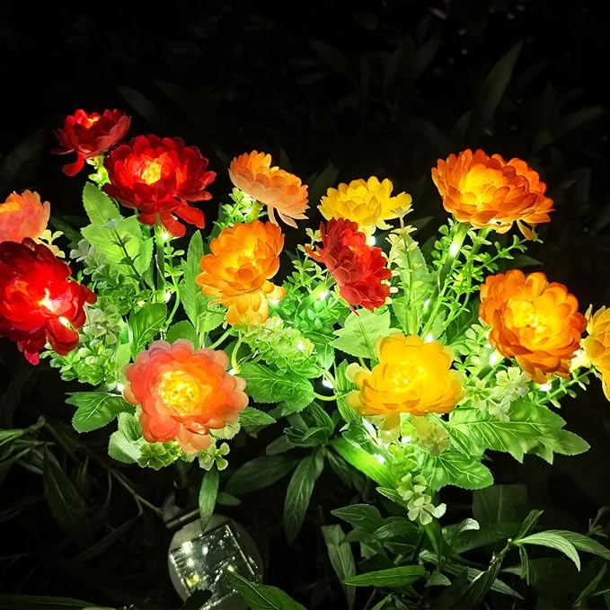 Solar Flowers Lights, 2 Pack Solar Garden Lights with 14 Blooming Flowers, Waterproof Solar Outdoor Fairy Lights | Lumora