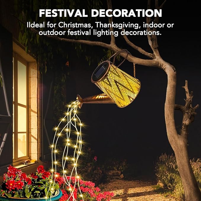 Solar Watering Can Light, LED Solar String Lights Waterproof Dual Mode Water Can Lights for Garden Patio Yard Pathway Lantern Plant Decoration