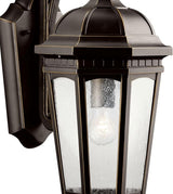 Kichler Courtyard 17.75" 1 Light Outdoor Wall Light with Clear Seeded Glass in Rubbed Bronze for Entry or Garage | Lumora