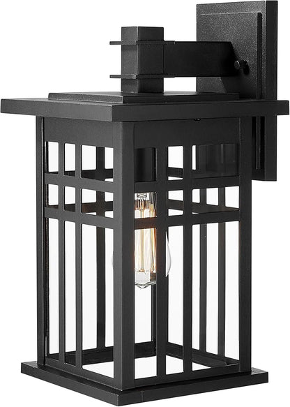 zeyu Farmhouse Outdoor Wall Light Fixture, 16 Inch Exterior Wall Sconce Lighting for Patio House, Die-Cast Aluminum with Clear Glass, Black Finish, 20068B-L BK