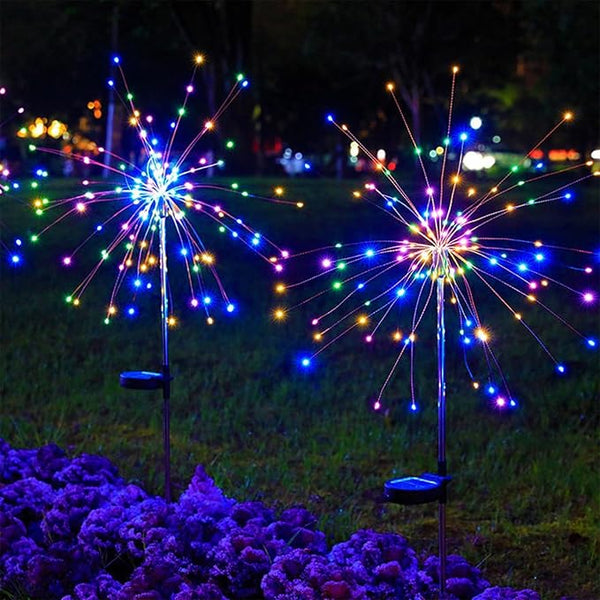 Outdoor Solar Garden Lights, 120 LEDs 8 Lighting Modes Waterproof Solar Fireworks Light Sparklers for Patio Walkway | Lumora