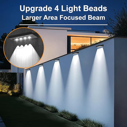 Solar Fence Lights Outdoor Waterproof IP65, 8 Pack Fence Lights Solar Powered 60 Lumens Auto On/Off Step Wall Lights Outside Decorations for Yard, Porch, Patio, Stairs, Pool, Deck, Garden-White Light