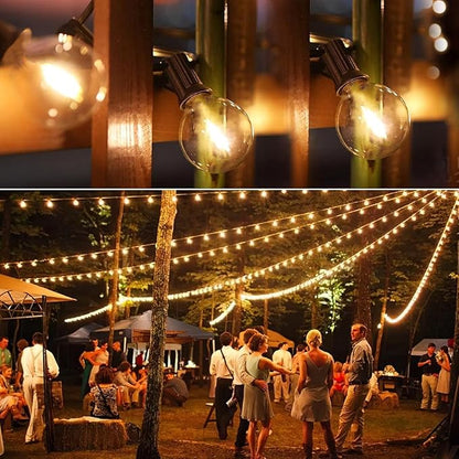 GLUROO 200FT(100FT*2PC) Outdoor String Lights, G40 LED Patio Lights with 100+4 Bulbs, Waterproof Shatterproof Dimmable Globe Hanging Outdoor Patio Lights Cafe, Bistro Outside Lights for Patio