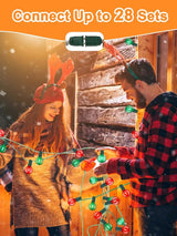 SUNSGNE 50FT Vintage Christmas Lights Outdoor, G40 LED Globe Outdoor Christmas Lights with 27 LED Clear Red Green | Lumora