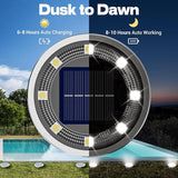 Solar Ground Lights,12 Pack Flat Solar Lights Outdoor Waterproof, Bright LED Solar Disc Lights, 6000K Cool White | Lumora