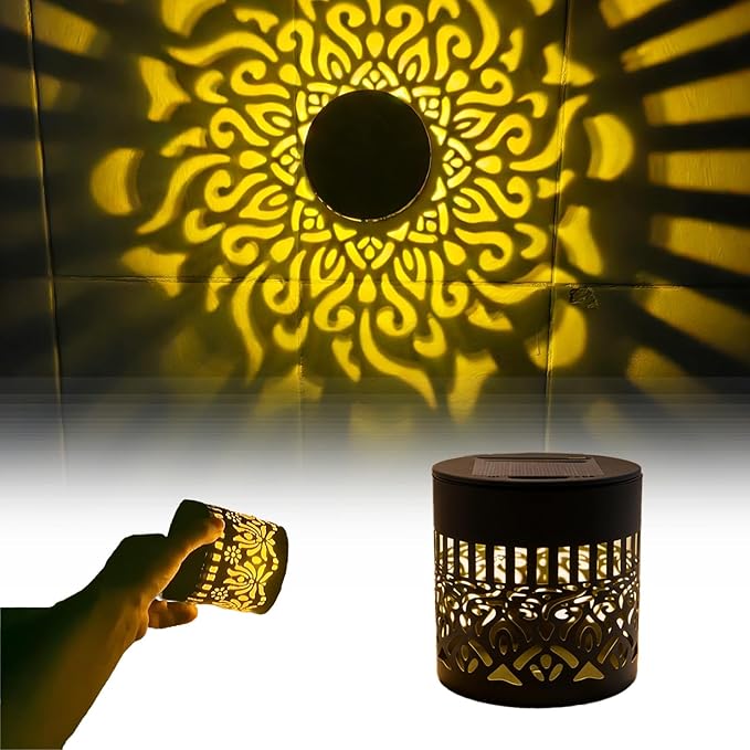 Decorative Solar Mandala Lights, Solar Mandalas Garden Lights Outdoor, New Metal Solar Powered Outdoor Deck Step Wall Light, Waterproof, for Garden Post Patio Backyard Yard Decor (Mandala,1Pcs)