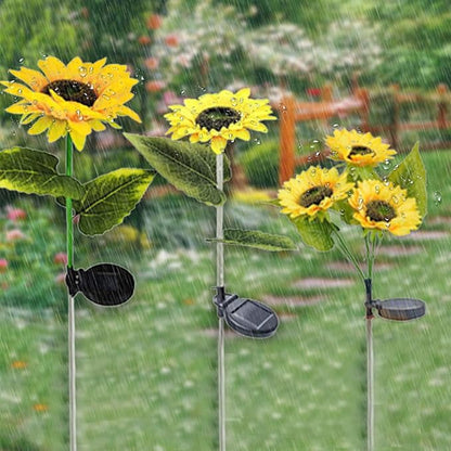 Lxcom Lighting Solar Path Light Artificial Sunflower Decorative Lights Waterproof Solar Garden Flower Light Outdoor Solar Lawn Lights for Patio Garden Yard Pathway, 3 Pack(Warm White)