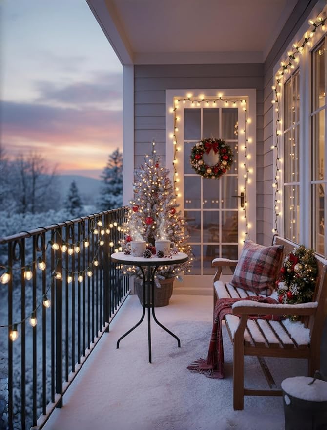 C7 Christmas Lights, 25Ft C7 Clear Christmas String Lights with 27 C7 Warm White Bulbs, Vintage Christmas String Lights for Garden, Patio, Backyard, Cafe, Xmas Party, 5 Watt e12 Base
