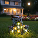 Solar Garden Statue Owl Decor – Cute Owl Family Figurines with LED Succulent Lights, Waterproof Outdoor Yard Art | Lumora