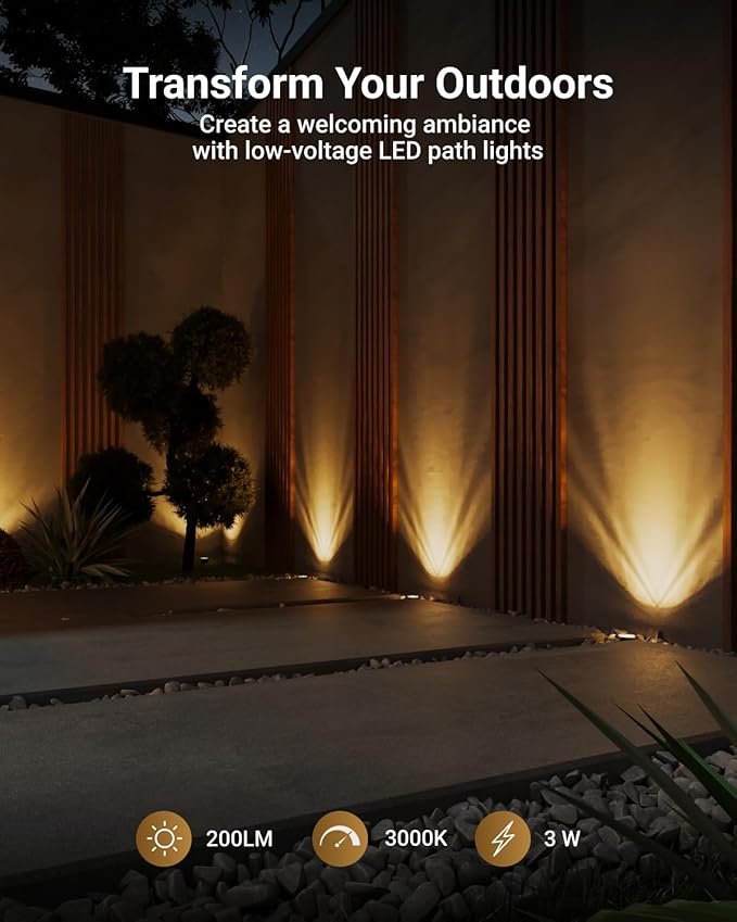 Sunco 12 Pack Low Voltage In-Ground LED Outdoor Lights, Landscape Well Lighting for Yard, Garden, Walkway, 3W, 200 | Lumora