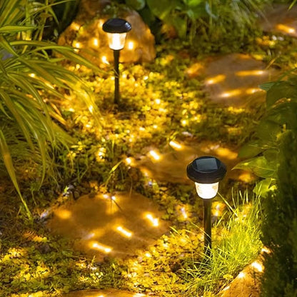 Solar Pathway Lights Waterproof, Warm Yellow Solar Post Cap Lights Auto On/Off, Outdoor Landscape Path Lights for Driveway Balcony Garage Patio