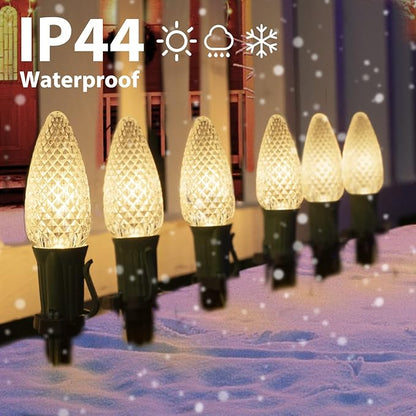 Brightown Strawberry C9 Christmas Pathway String Lights, 25.7 Feet C9 Walkway Lights with 20 Clear Bulbs and Stakes, Connectable Christmas Lights Outdoor Decoration for Outside Lawn, Warm White
