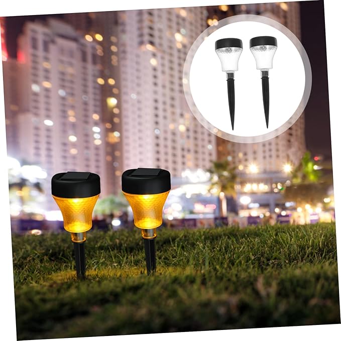 NUOBESTY 2pcs Solar Pathway Lights Decorative LED Solar Garden Lights for Outdoor Walkway Durable Lawn Lighting for Patio Driveway and Landscape