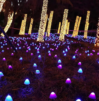 Mini Solar Mushroom Light 8 Modes 11.5ft Solar Pathway Lights 10 LEDS Multi-Color Fairy String Light Outdoor Waterproof Cute Mushroom Shaped Landscape Light for Christmas Halloween Backyard Lawn 1 Set