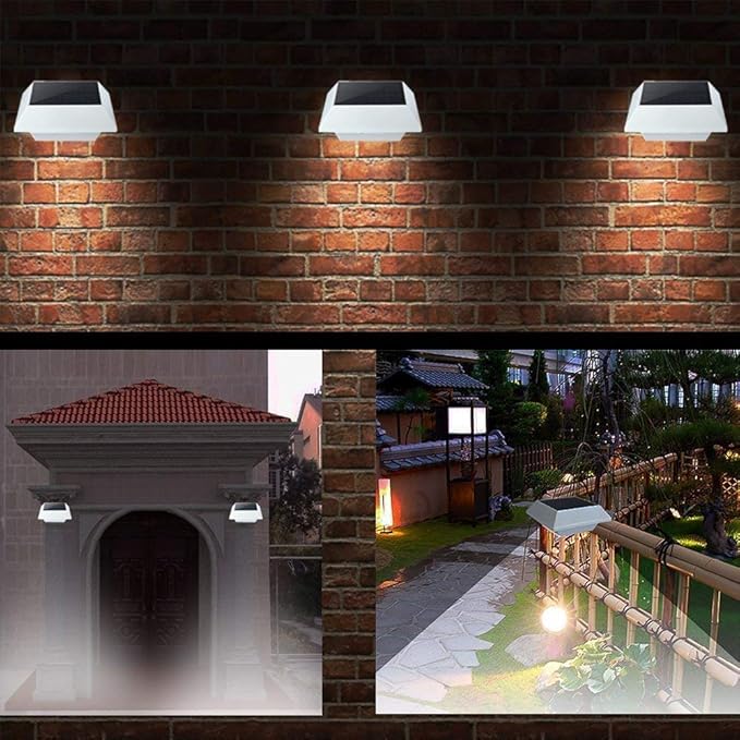 Hoshine Solar Powered Gutter Lights Outdoor (2 - Pack), 6 LED Waterproof Wireless Durable Fence Driveway Garden Patio Path Decking Light Improve Security Made for Quality Outdoor Life